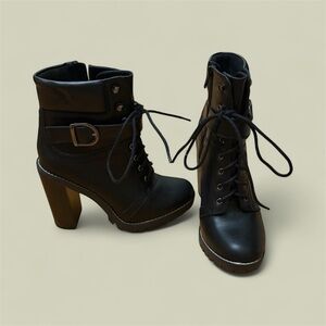BCBGeneration Black Heeled Lace-Up Boots